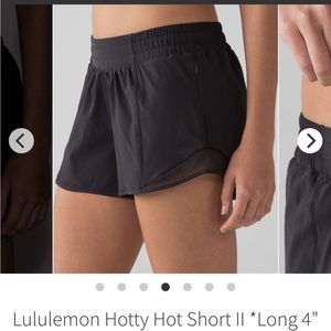 Lululemon Hotty Hot Low Rise 4” long Running shorts Size 6 Black